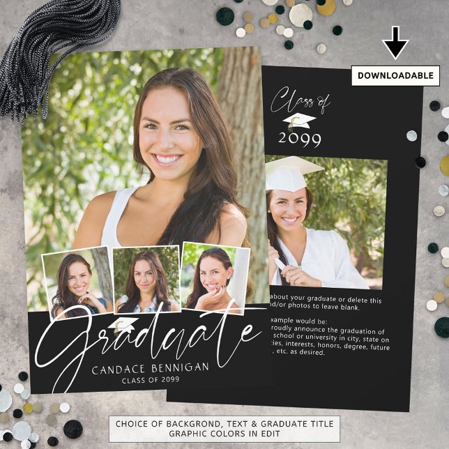 Faire-part Script moderne 5 Photos noir blanc (Créateur téléchargé)