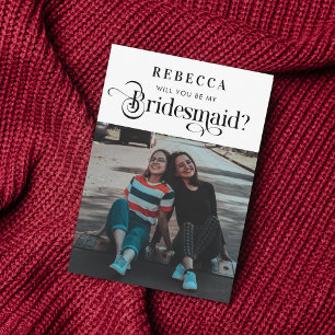 Faire-part Script rétro et photo Vintage Bridesmaid Propositi