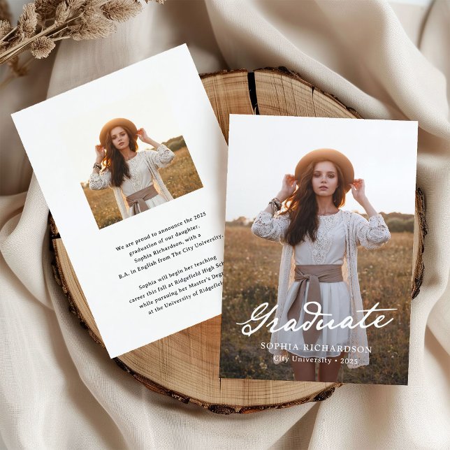 Faire-part Script Whimsical | Diplôme Chic Two Photo (Créateur téléchargé)