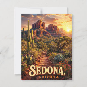 Faire-part Sedona Arizona Coucher de Soleil Roche Rouge Déser