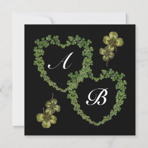 Faire-part SHAMROCK COEURS MONOGRAMME glace