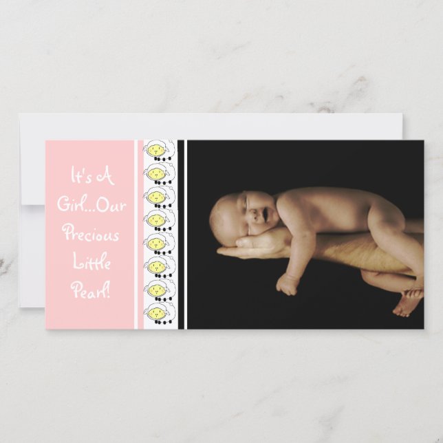 Faire-part Si mignon mouton empilé C'est une fille... Notre p (Devant)