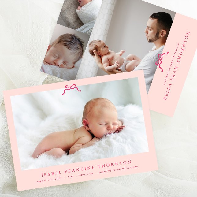 Faire-part simple arc rose bébé (Créateur téléchargé)