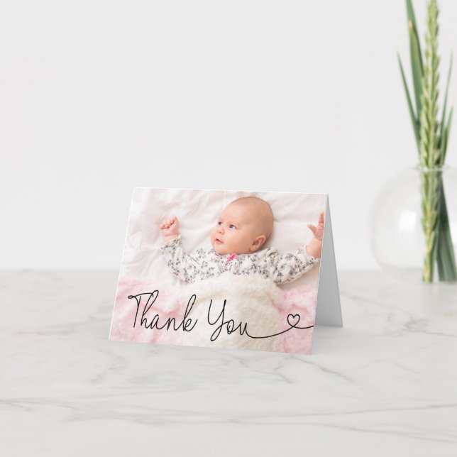 Faire-part Simple bébé fille naissance Merci douche moderne (Devant)