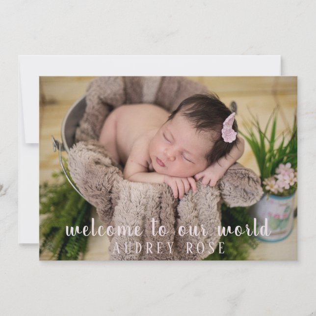 Faire-part Simple Blush rose Baby Girl Photo Collage Naissanc (Devant)