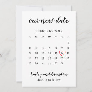 Faire-part Simple Calendrier Cœur Rouge Mariage Changer la Da