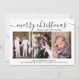 Faire-part Simple Chic Joyeux Noël 3 Photo Holiday Moving