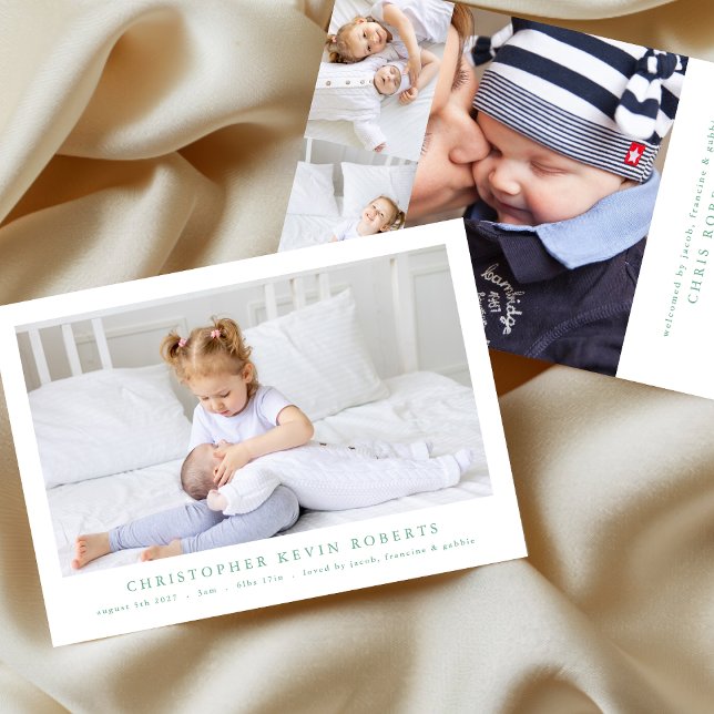 Faire-part simple collage photo minimal moderne naissance béb (Créateur téléchargé)