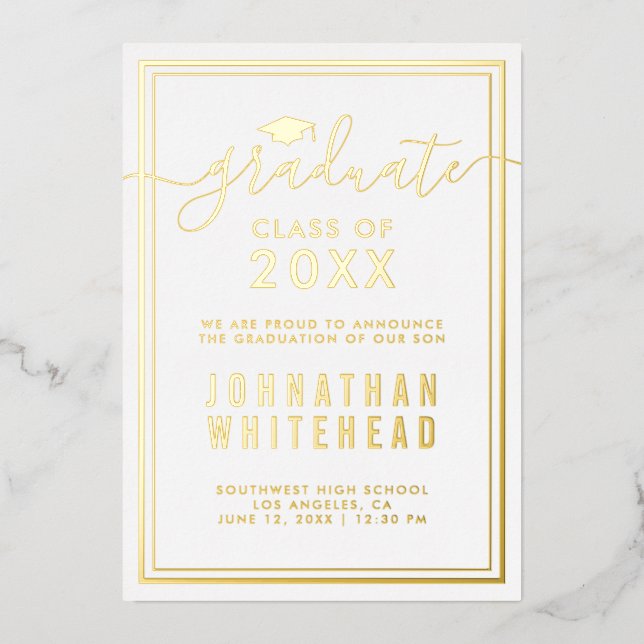 Faire-part simple de graduation Foil Invitation (Recto)