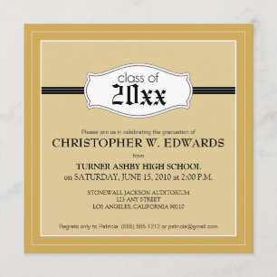Faire-part simple de graduation Invitation (or)