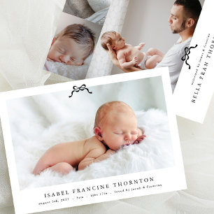 Faire-part simple élégant arc photo bébé naissance