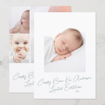 Simple Élégant Script Photo Naissance Bébé