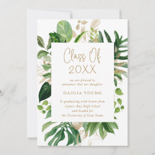 Faire-part Simple Gold Tropical Photo Moderne Graduation