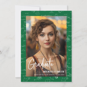 Faire-part Simple Green Mathematics Script Photo de remise de