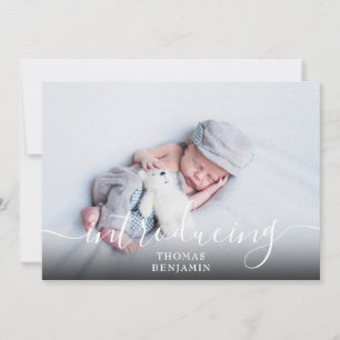 Faire-part Simple introduction Script Boy Blue Photo Naissanc