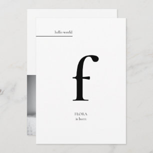 Faire-part Simple minimaliste moderne Monogramme photo naissa