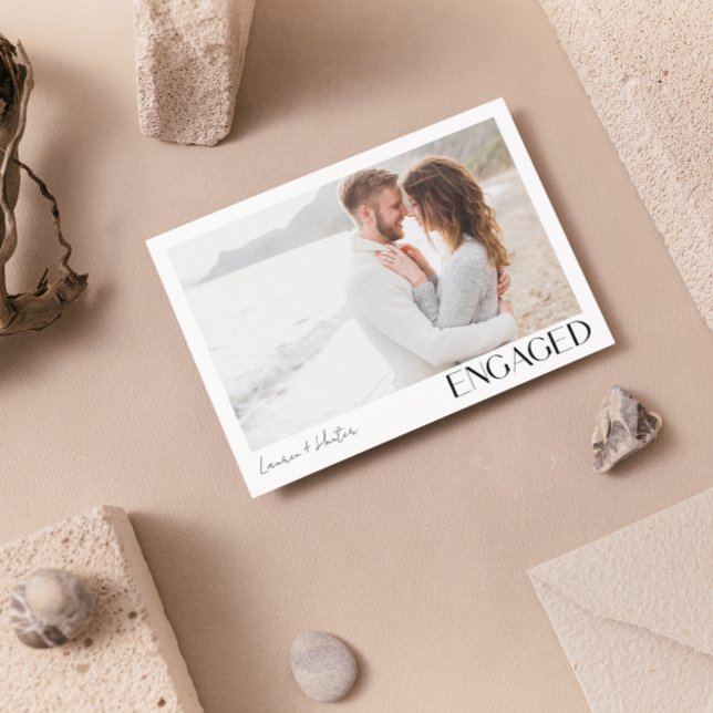 Faire-part Simple moderne 2 photo Script Engagement (Engaged & Excited! Join Us for the Party 🥂💍 [Personalize Here])