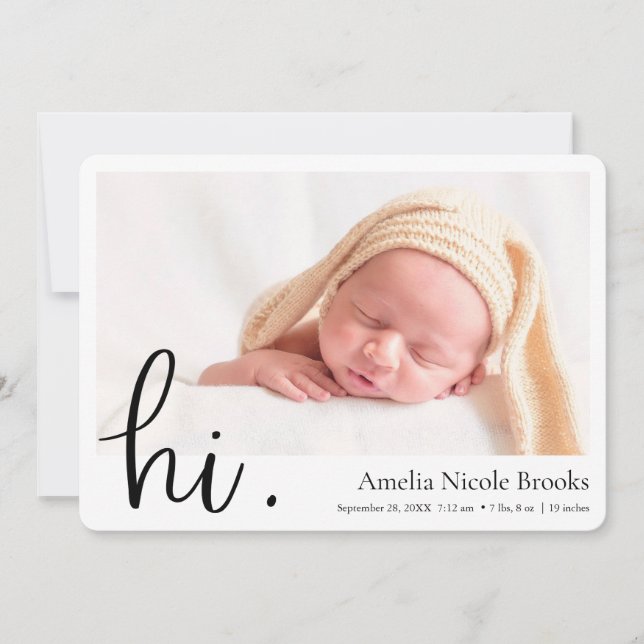 Faire-part Simple moderne Hi Custom Photo Naissance (Devant)