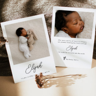 Faire-part Simple Naissance Photo Minimaliste