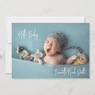 Faire-part Simple photo de nouveau-né Élégant Bonjour bébé na