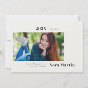 Faire-part Simple Photo Graduation Navy Blue Annonce