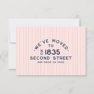 Faire-part Simple Vintage Nous Avons Changé d'Adresse Rose Bl