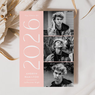 Faire-part Simplicité moderne Blush 3 Photo 2025 Graduation
