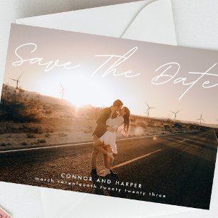 Faire-part Simply Elegant Photo White Text Save The Date