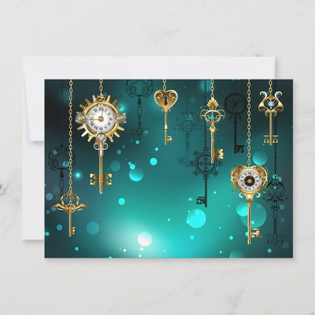 Faire-part Skeleton Keys on Green Background (Devant)