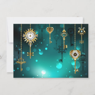 Faire-part Skeleton Keys on Green Background