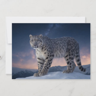 Faire-part Snow Leopard Wild Majestic Animal A Starry Galaxy