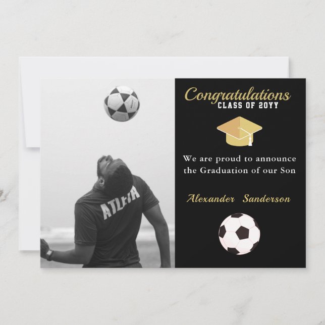 Faire-part Soccer Football joueur gradué Photo party (Devant)