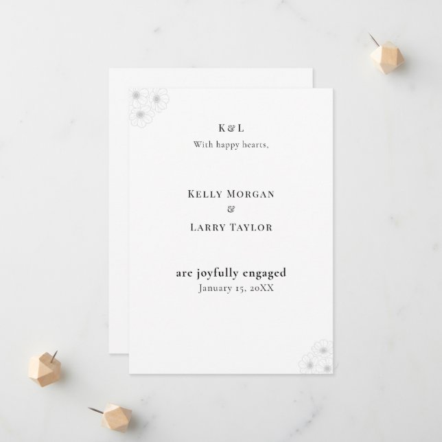 Faire-part Soft Bloom Elegance Engagement Announcement Card (Devant/Arrière en situation)
