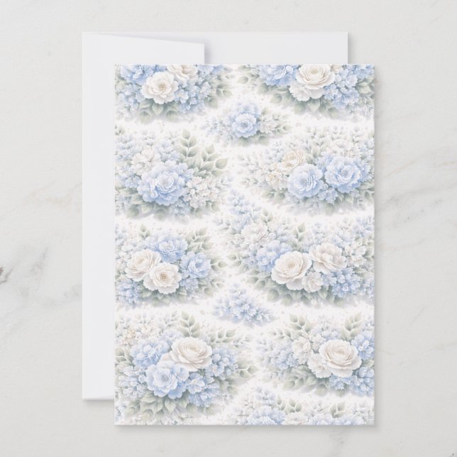 Faire-part SoftBlue Floral Pattern Elegant Romantic Botanical (Devant)
