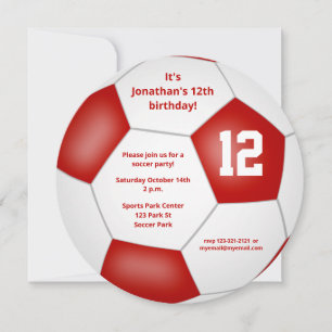 Faire-part soirée d'anniversaire sur le thème du football pou