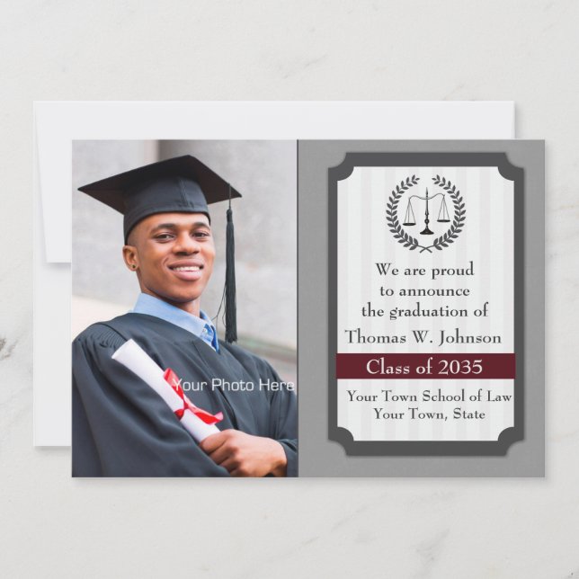 Faire-part Sophistication Law Graduation Photo (Devant)