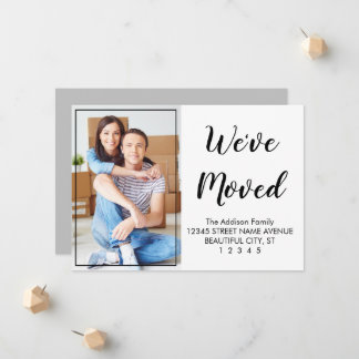 Faire-part Spécial Moderne Cute noir Script photo Moving