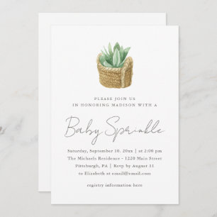 Faire-part Sprinkie bébé succulente neutre simple