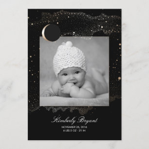 Faire-part Starry Night Gold Stars Nouveau-né Photo Naissance