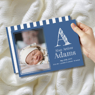 Faire-part Statistiques de naissance du Monogramme moderne   