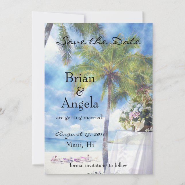 Faire-part STD de mariage de plage (Devant)