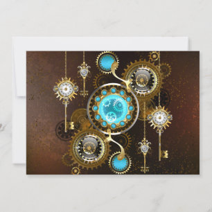 Faire-part Steampunk Arrière - plan rouillé avec des lentille