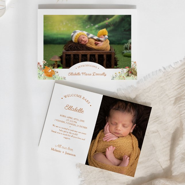 Faire-part Storybook Woodland Fox Deux photos de naissance (Créateur téléchargé)