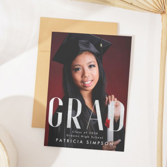 Faire-part Style Gris Argent Gris Foil GRAD Photo (Créateur téléchargé)