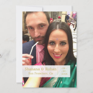 Faire-part Style Indien Green Photo Wedding Enregistrer La Da