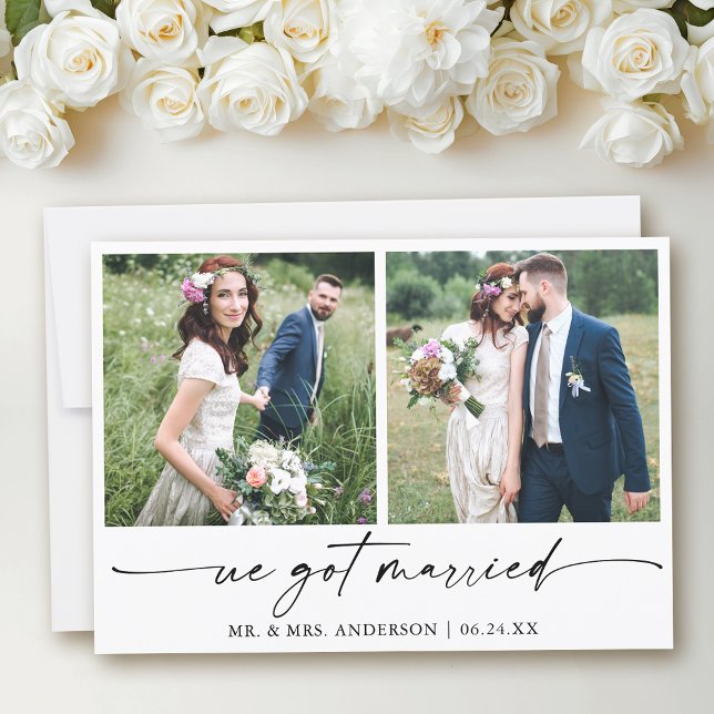 Faire-part Stylo à encre Calligraphie moderne 2 Mariage photo (Customize to add text to back of card.)