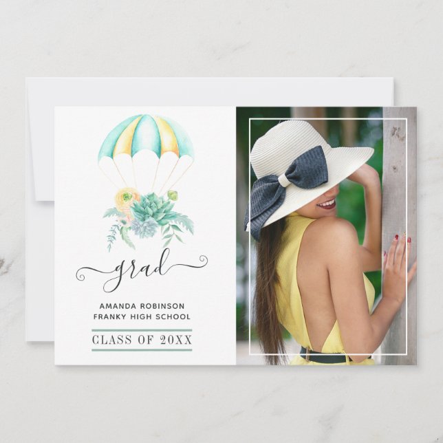 Faire-part Succulents Whimsical Parachute Graduation Photo (Devant)