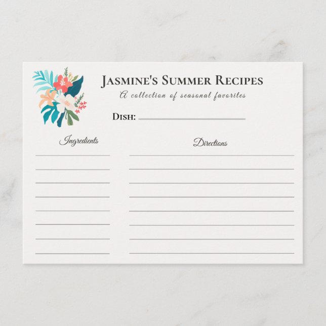 Faire-part Summer Recipe Card | Citrus & Floral Kitchen (Devant)