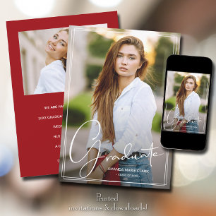 Faire-part Superposition de script 2 Photo Remise de diplômes