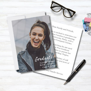 Faire-part Superposition de texte blanc moderne   Photo d'étu